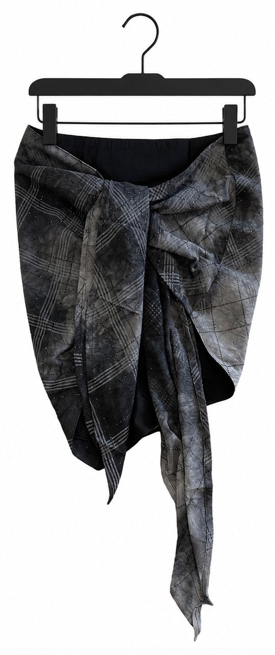 Black Patterned Handkerchief Top