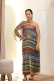 Abstract One Shoulder Kaftan