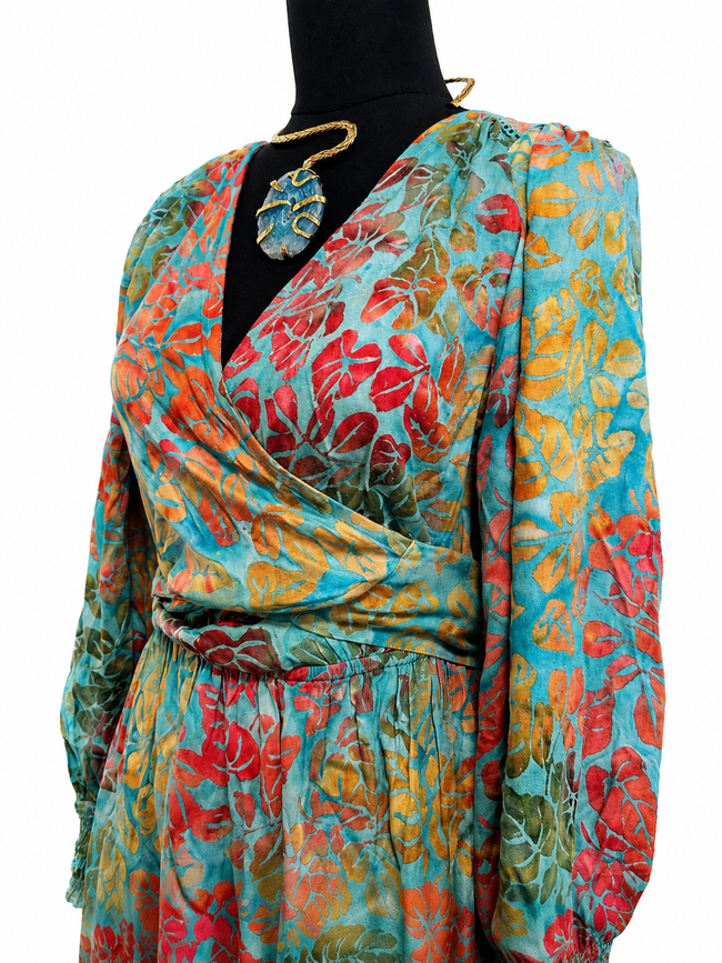 Blue Floral Wrap Dress