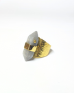 Pointy Grey Moonstone Hammered Thick Gold Brass Ring