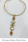 5 Stone Pendant With Gold Brass Necklace