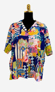 Blue Multicolor Patterned Shirt & Short Set