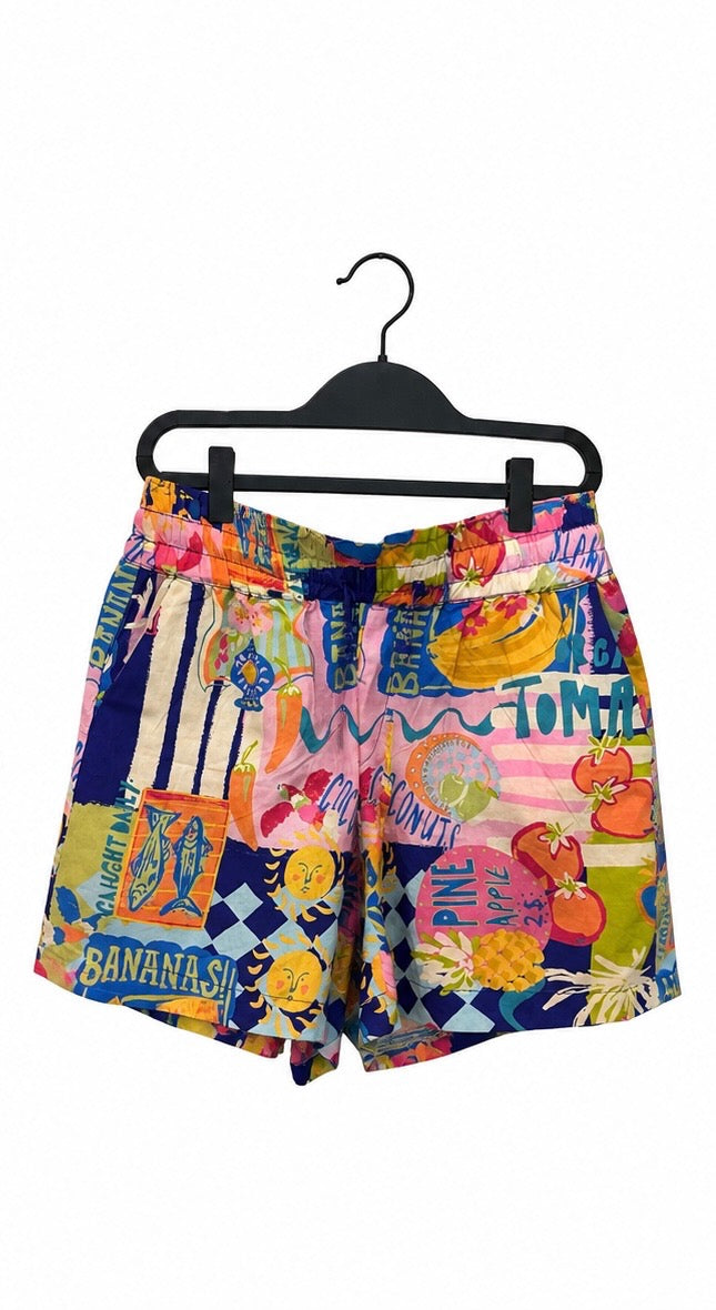 Blue Multicolor Patterned Shirt & Short Set