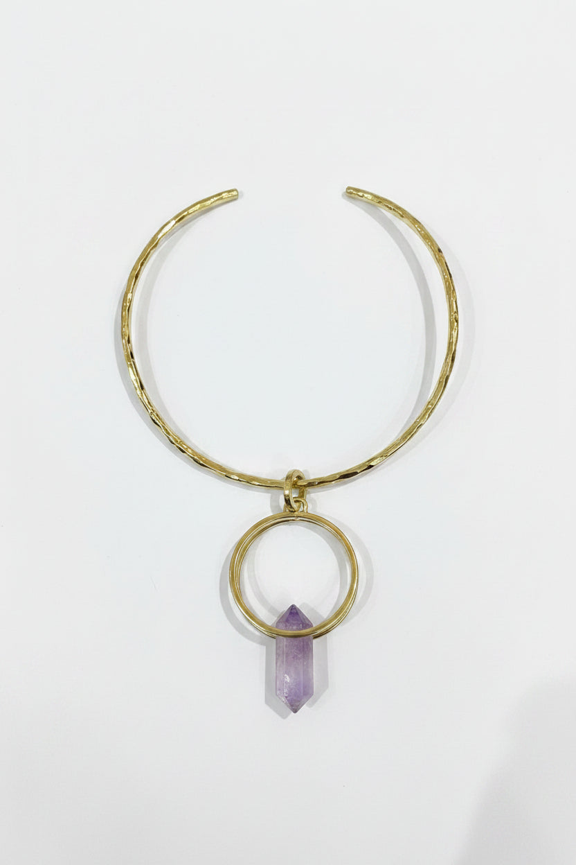Double Gold Brass Rings With Gold Brass Necklace