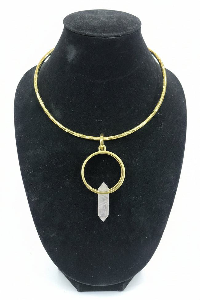 Double Gold Brass Rings With Gold Brass Necklace
