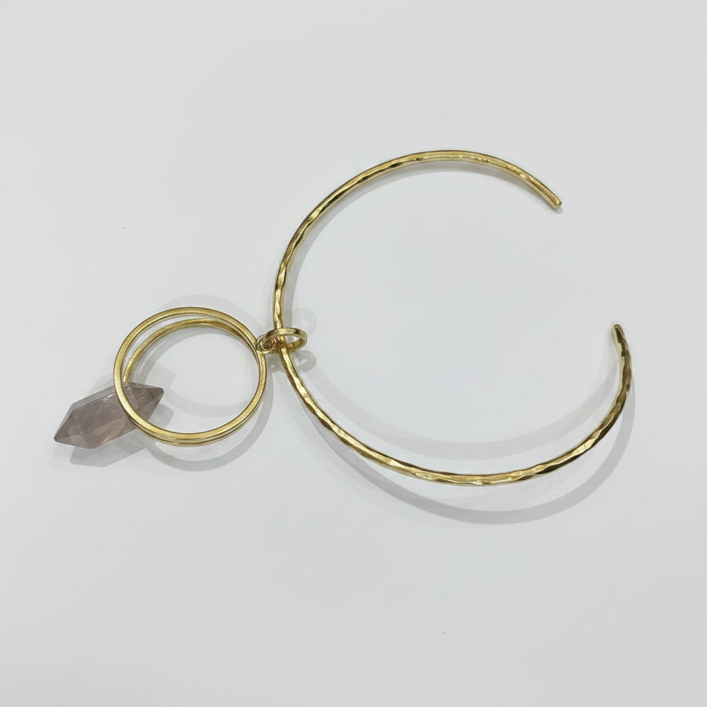 Double Gold Brass Rings With Gold Brass Necklace