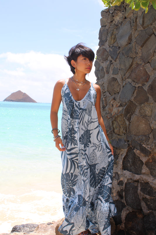 Island Bloom Maxi Dress – Ocean Blue