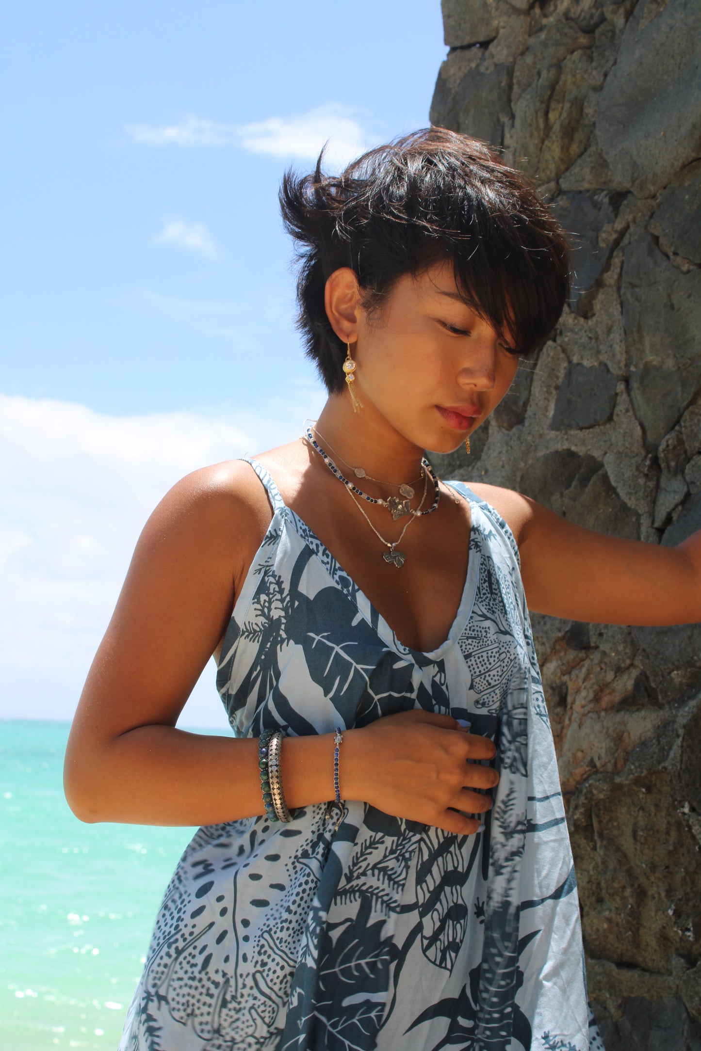 Island Bloom Maxi Dress – Ocean Blue