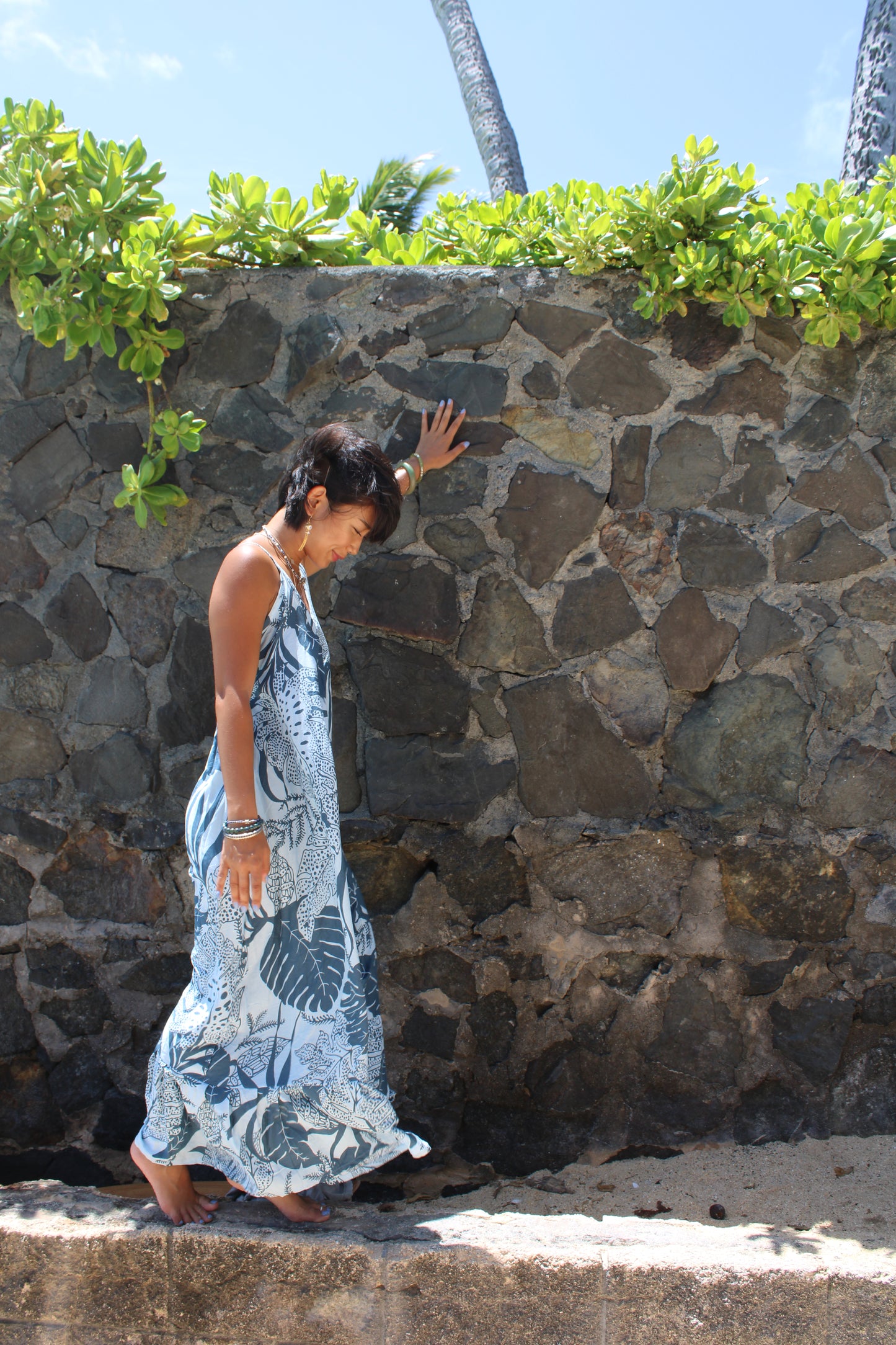 Island Bloom Maxi Dress – Ocean Blue