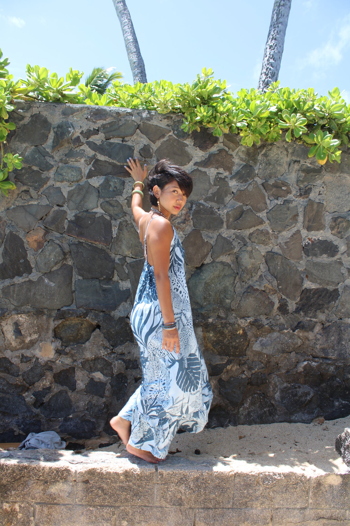 Island Bloom Maxi Dress – Ocean Blue