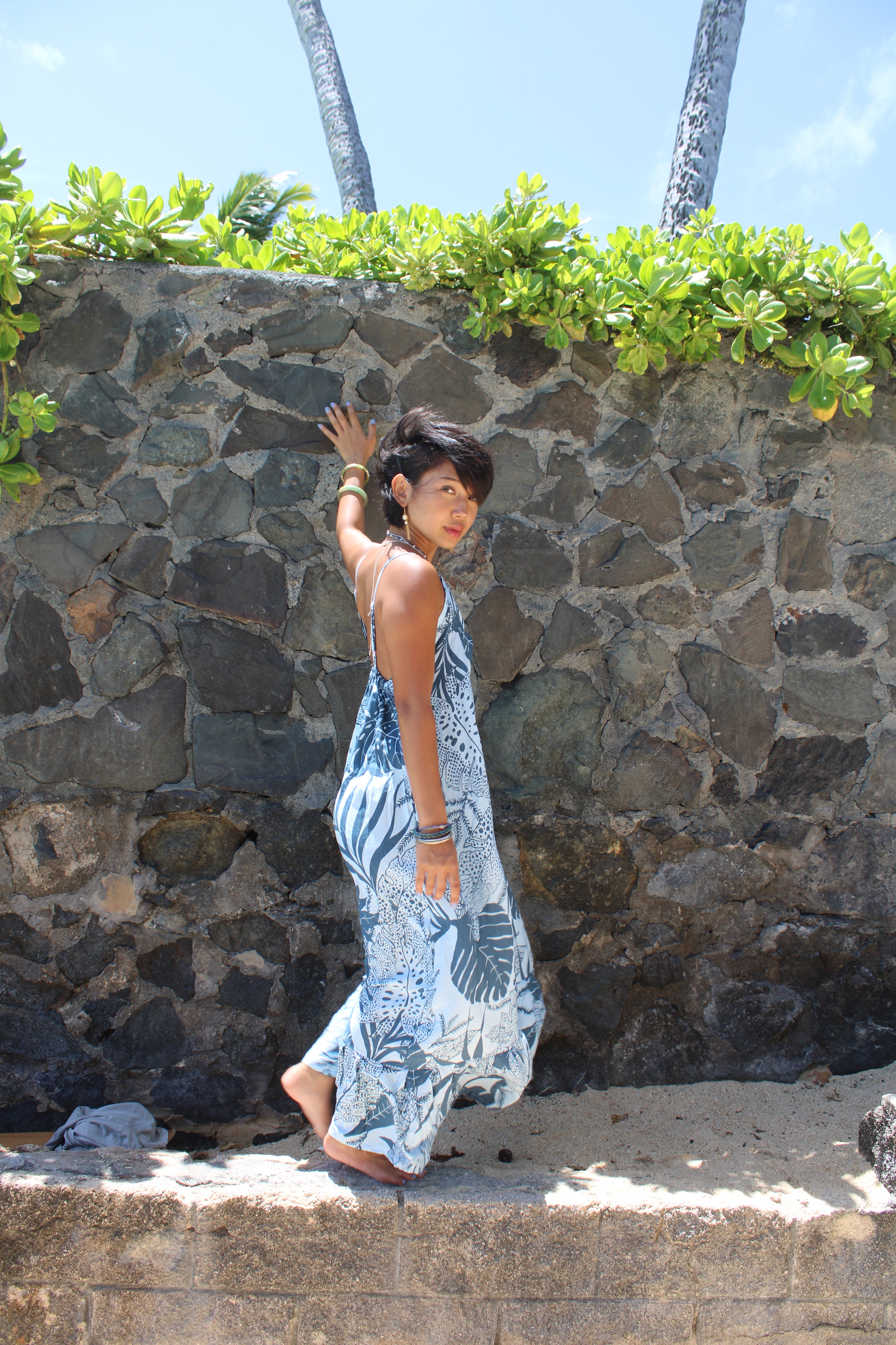 Island Bloom Maxi Dress – Ocean Blue