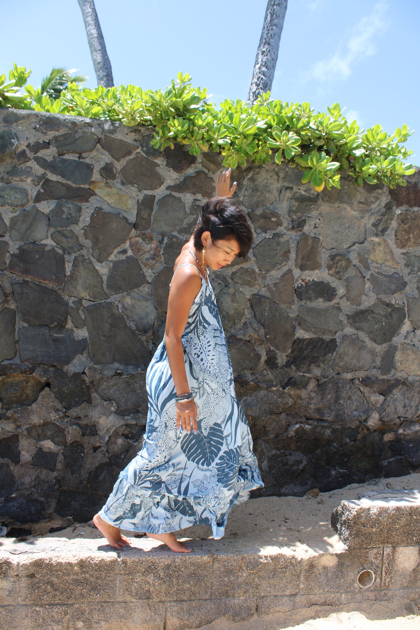Island Bloom Maxi Dress – Ocean Blue
