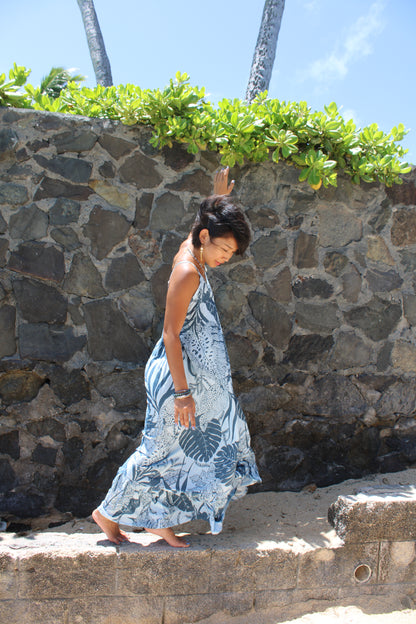 Island Bloom Maxi Dress – Ocean Blue