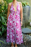 Hibiscus Bloom Halter Maxi Dress