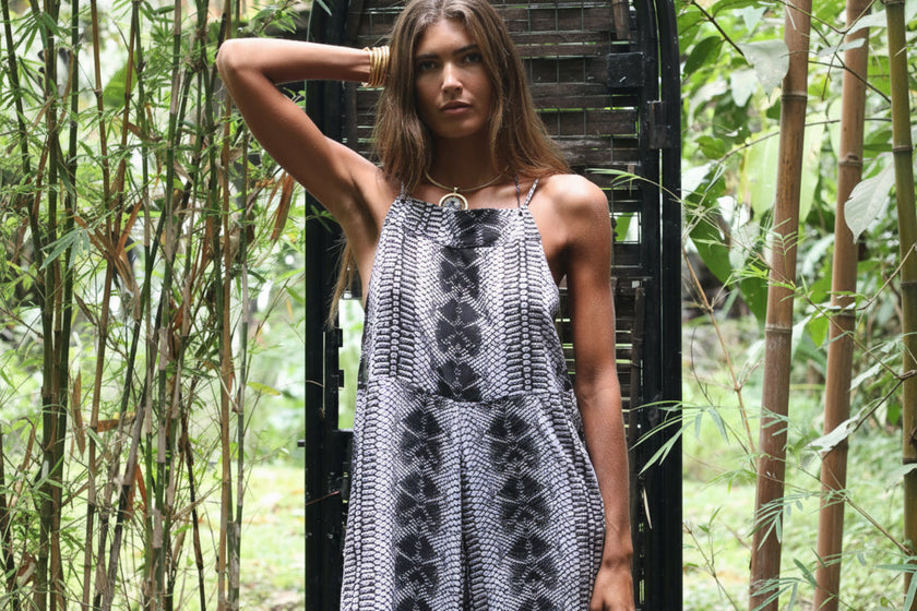 Snake Print Wide-Leg Jumpsuit