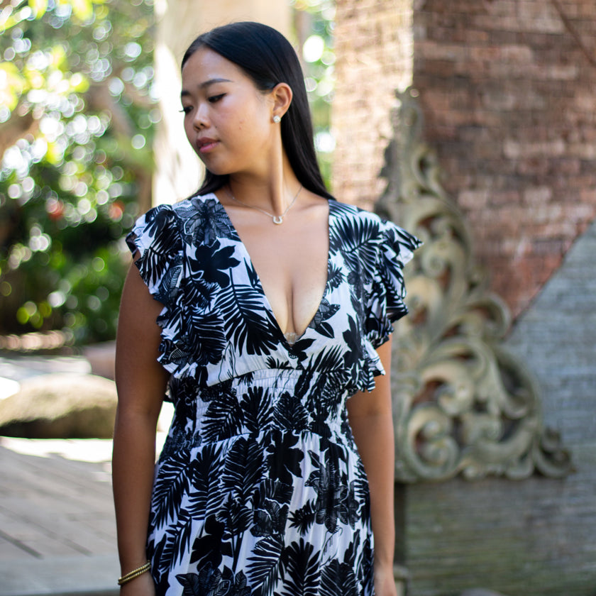 Monochrome Floral Maxi Dress