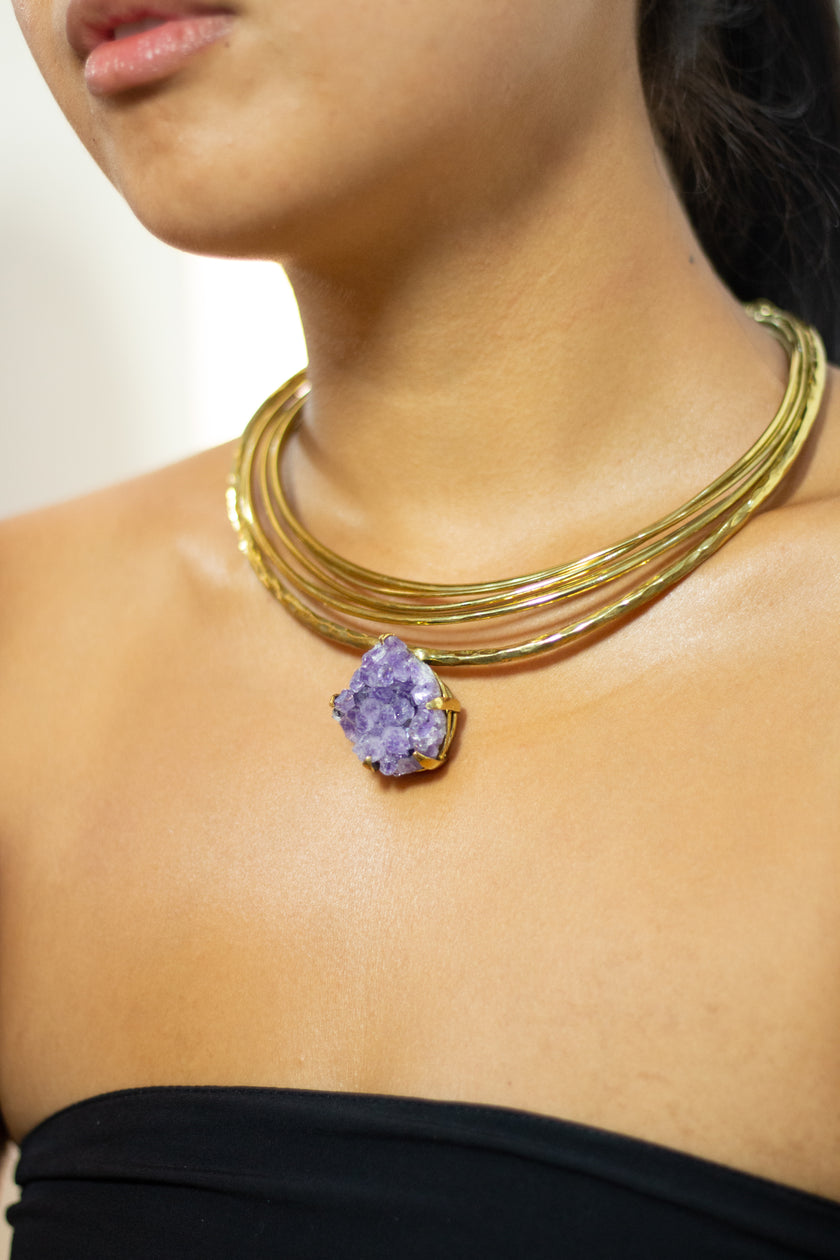 Layer Brass Chain Amethys