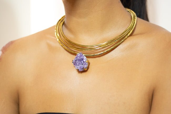 Layer Brass Chain Amethys