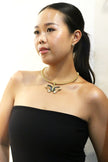 Rodhonite Butterfly Pendant With Gold Choker Brass Necklace