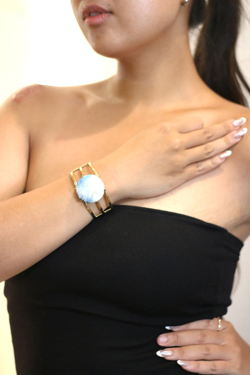 Blue Glacierite Simple Bangle Brass