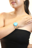 Blue Agate Druzy Simple Bangle Brass