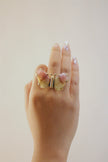 Rodhocrocite Butterfly Gold Brass Ring