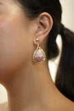 Rodhocrosite Gold Brass Stud Earrings