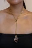 Hanging Citrine Raw Cage Brass Chain Necklace