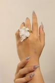 Crystal Cluster Woven Gold Brass Ring