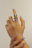 Infinity Fresh Water Pearl & Amethyst Pointy With Gold Brass Ring