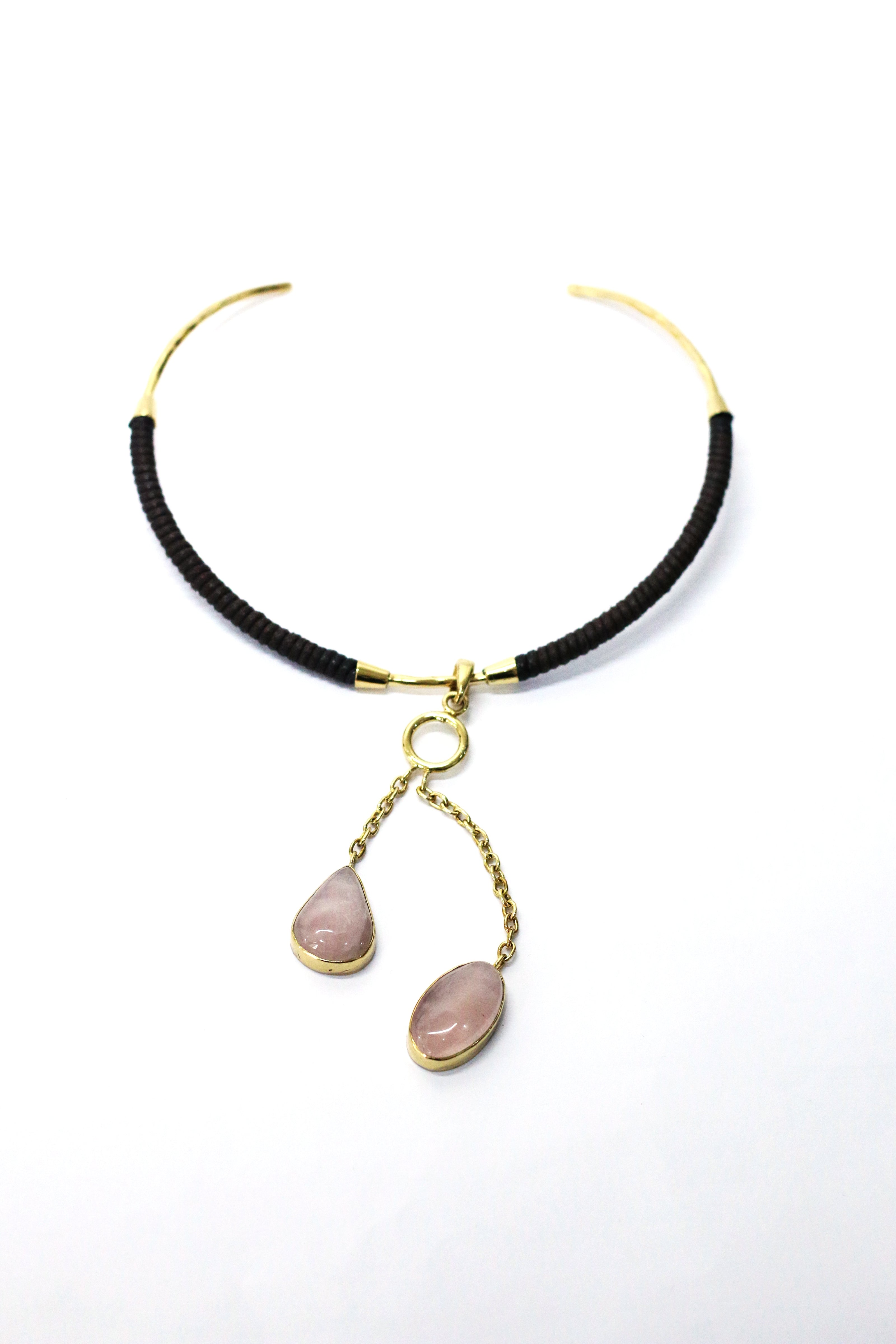 Grounded Love Talisman Rose quartz & Gold Brass Necklace