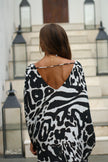 Black & White Abstract Kaftan Dress