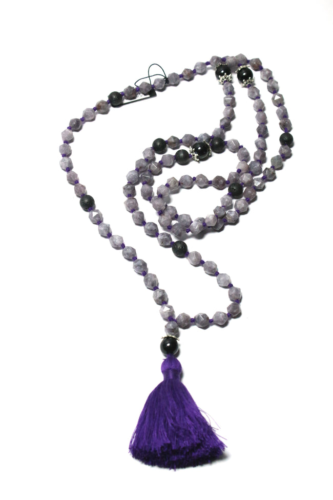 Grounding Mala with Amethyst Tassel