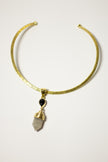 2 Gemstone with Brass Gold Necklace