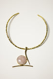 Rose Quartz Serenity Pendant with Brass Gold Necklace