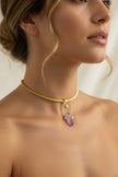 3 Pearl with Chain Hanging Quartz with Brass Gold Necklace