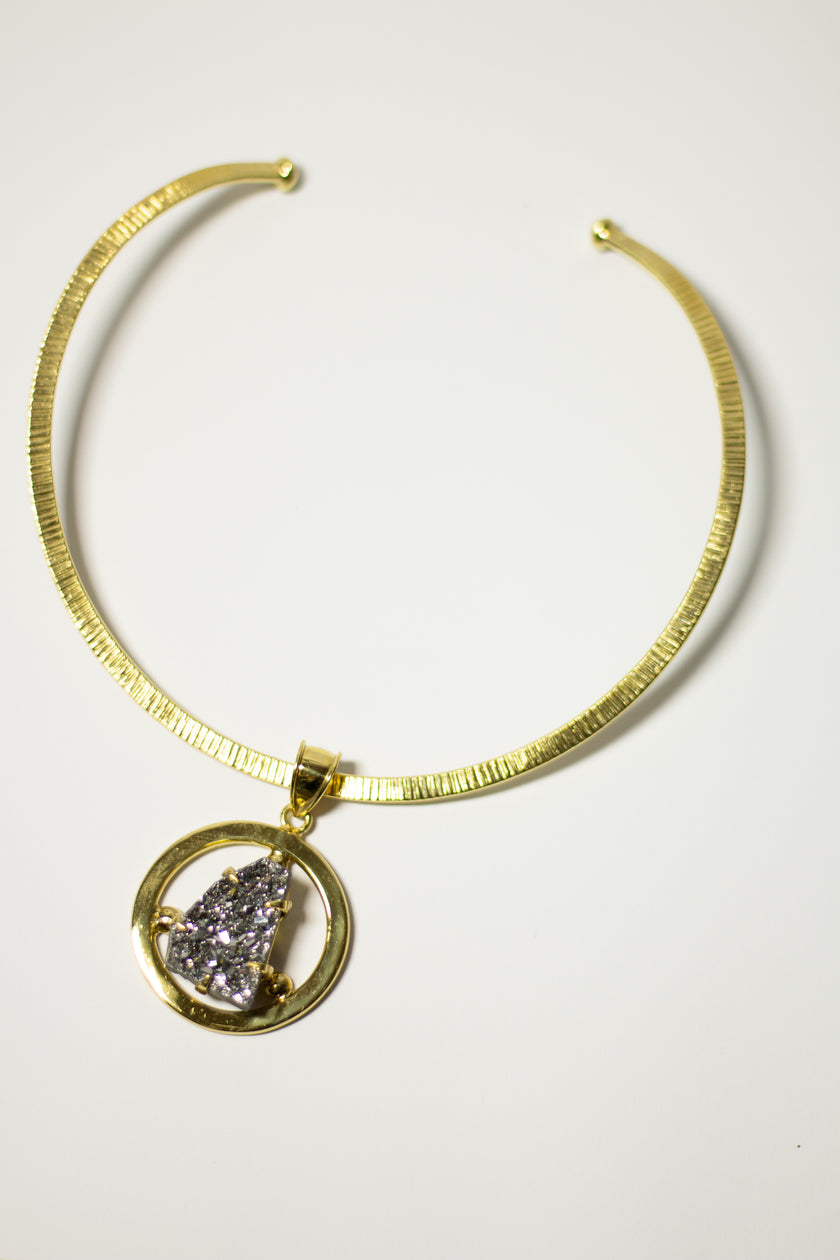 Raw Pyrite Crystal Pendant Necklace