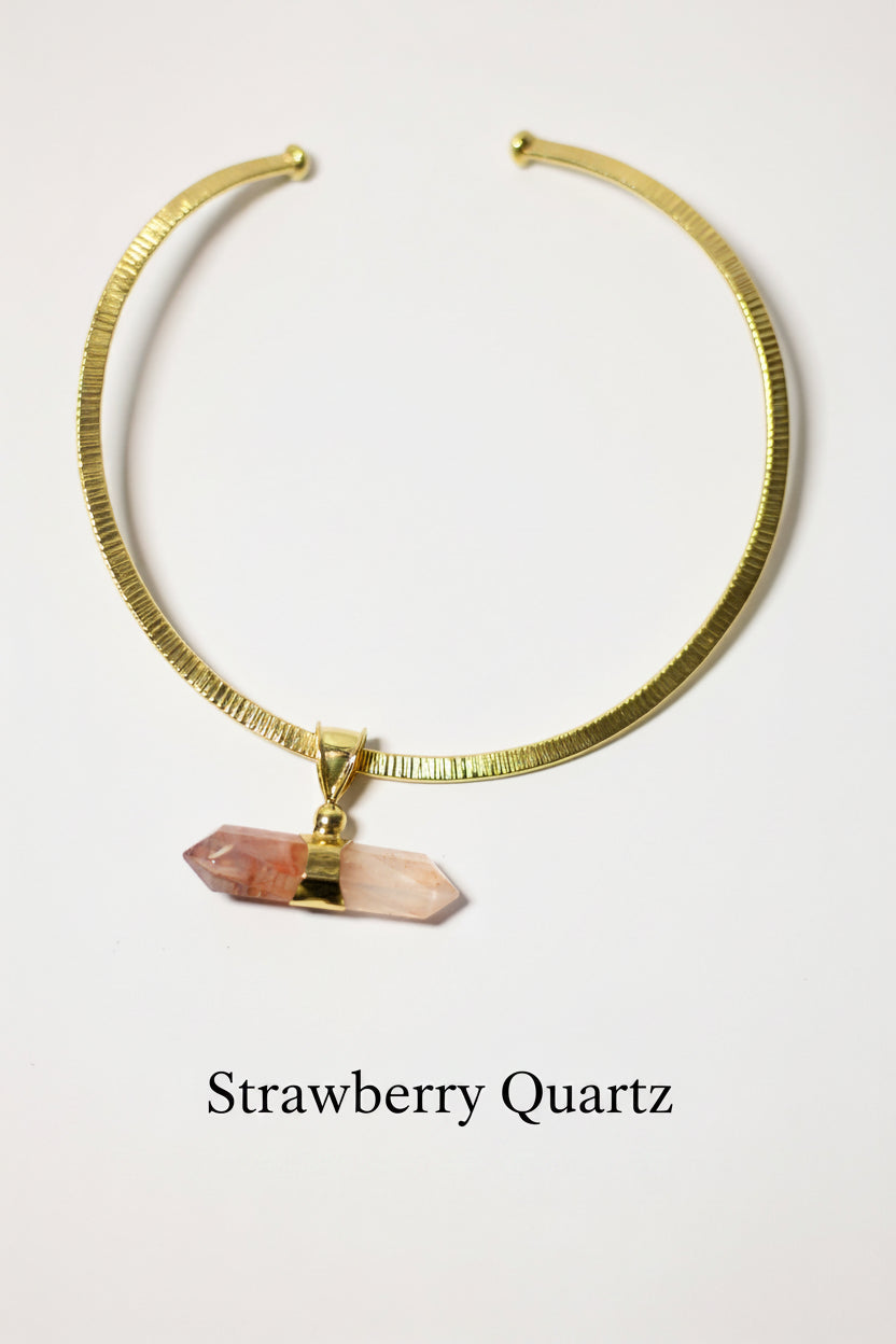 Single Pointy With Gold Brass Necklace