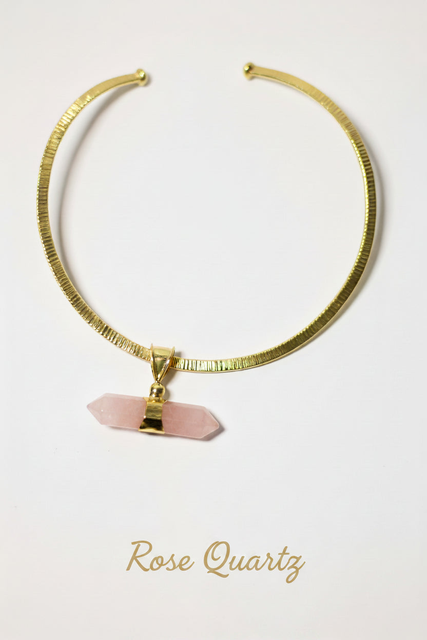 Single Pointy With Gold Brass Necklace