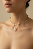 Pointy Gemstone Snake with Brass Gold Necklace