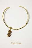 Pointy Gemstone Snake with Brass Gold Necklace