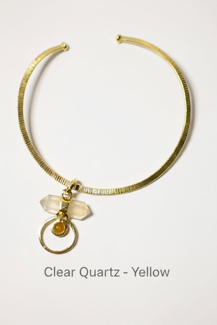 Eclipse Gold Circle Stone with Brass Gold Necklace