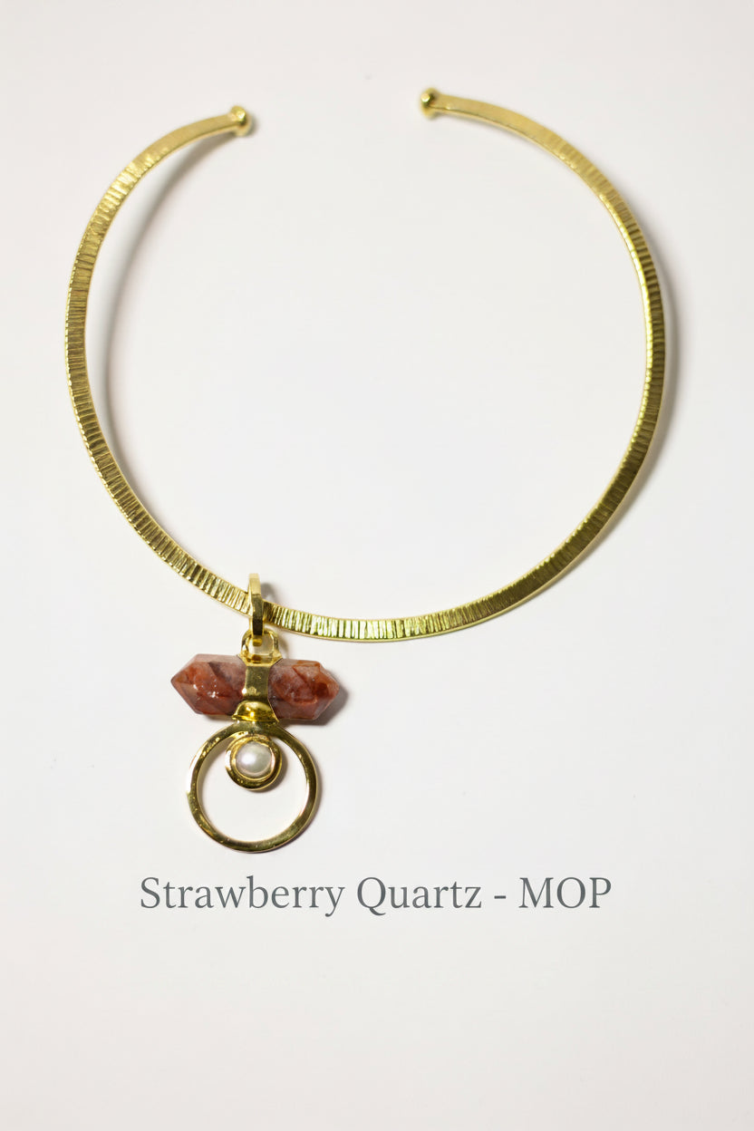 Eclipse Gold Circle Stone with Brass Gold Necklace
