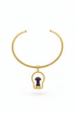 Mushroom Cage Hammered with Gold Brass Necklace
