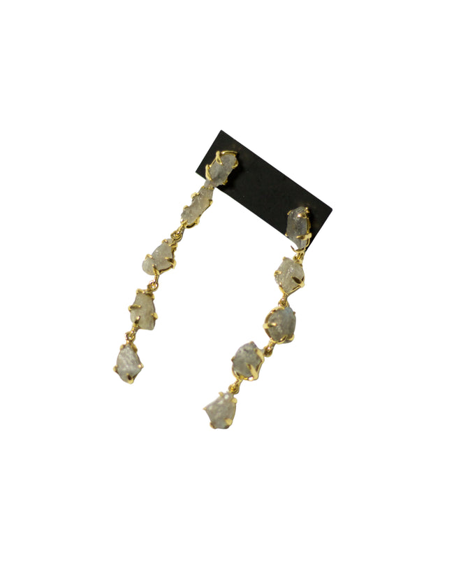 Five Raw Labradorite Stud Brass Earrings