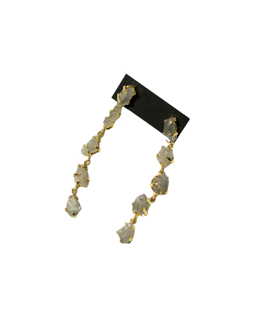 Five Raw Labradorite Stud Brass Earrings