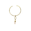 Harmony Gold Brass Music With Pointy Rose Quartz Pendant.
