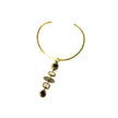 Black Lace Agate, Pointy Crystal, Mother Of Pearl With Gold Brass Necklace