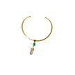2 Gemstone with Brass Gold Necklace