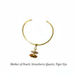 Breath 3 Gemstone Assorted Pendant with Brass Gold Necklace